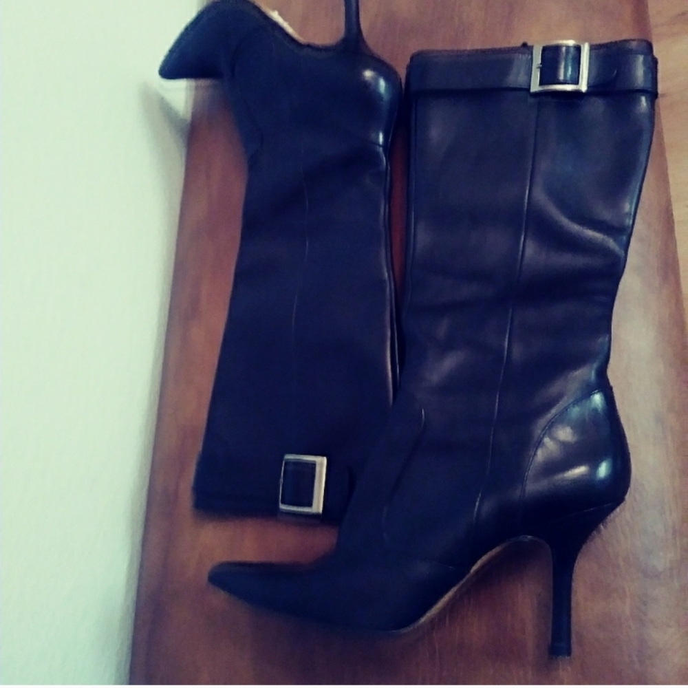 Sale 🎉🎉🎉Ann Klein Winter Boots Point Toe Black Leather